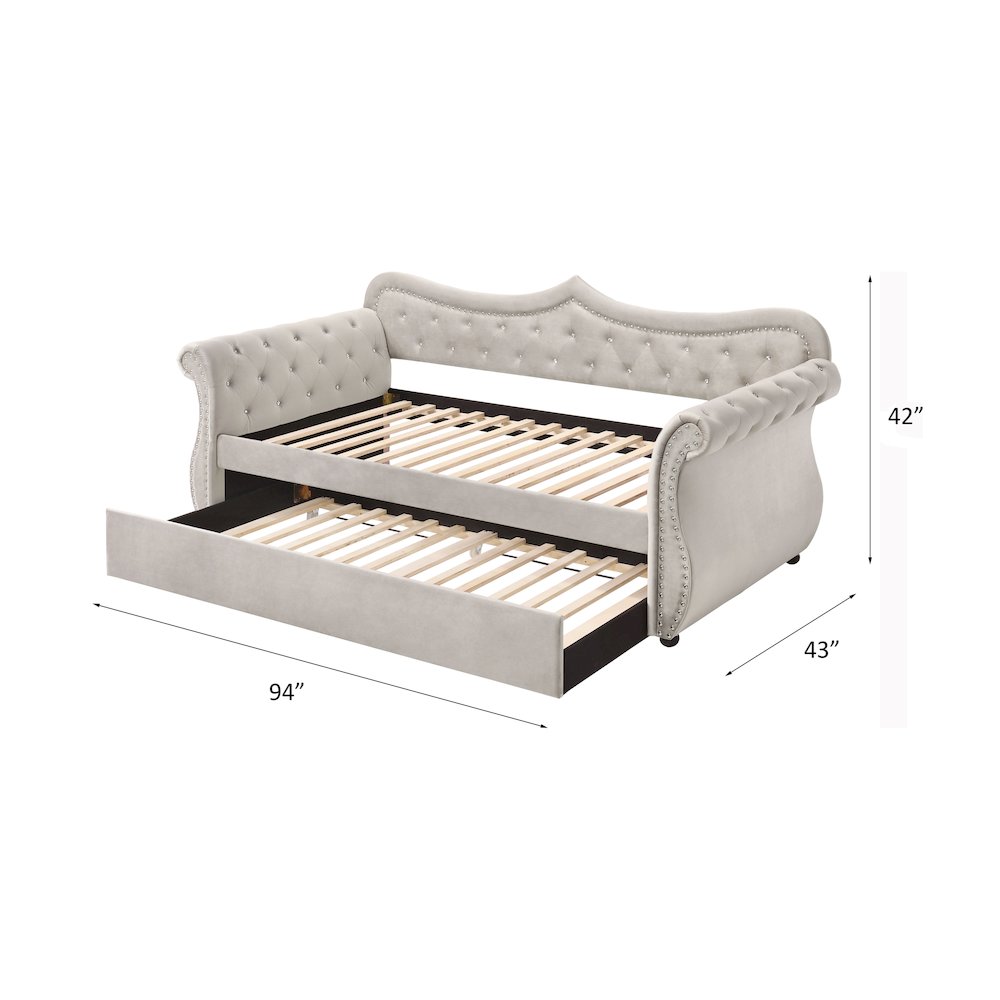 Adkins Daybed w/Trundle (Twin), Beige Linen