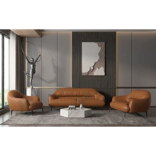 Leonia Loveseat, Cognac Tan Top Grain Leather