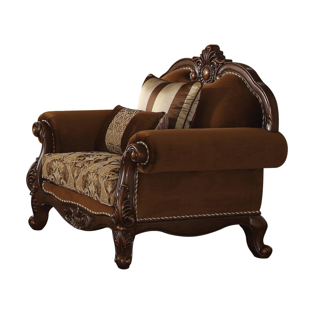 Jardena Chair w/2 Pillows(Same LV01593), Fabric & Cherry Oak