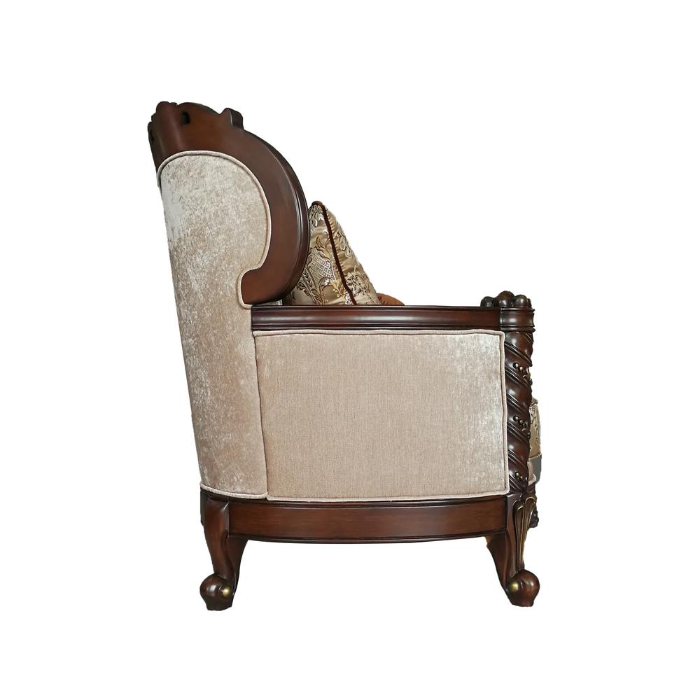 Devayne Loveseat w/4 Pillows(Same LV01583), Fabric & Dark Walnut