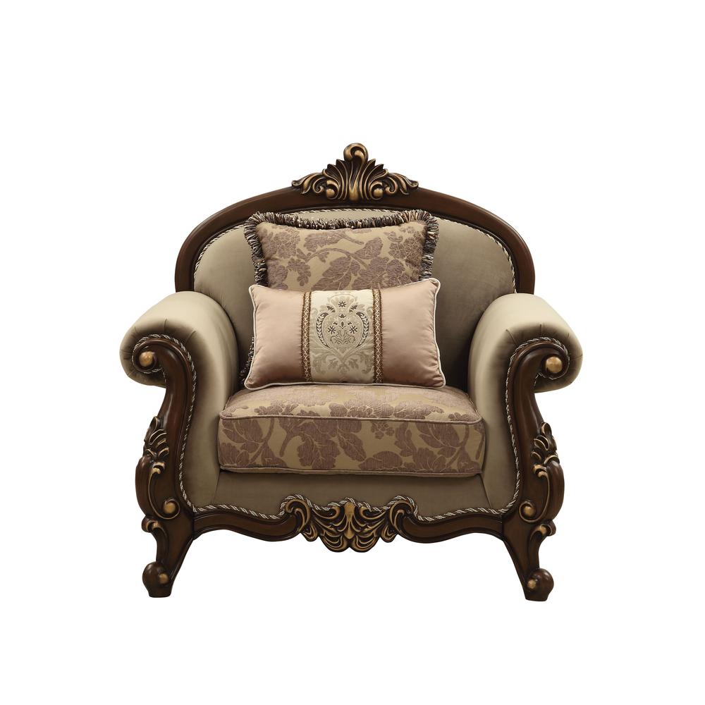 Mehadi Chair w/2 Pillows, Velvet & Walnut
