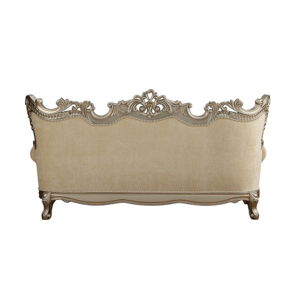 Ranita Sofa w/7 Pillows, Fabric & Champagne