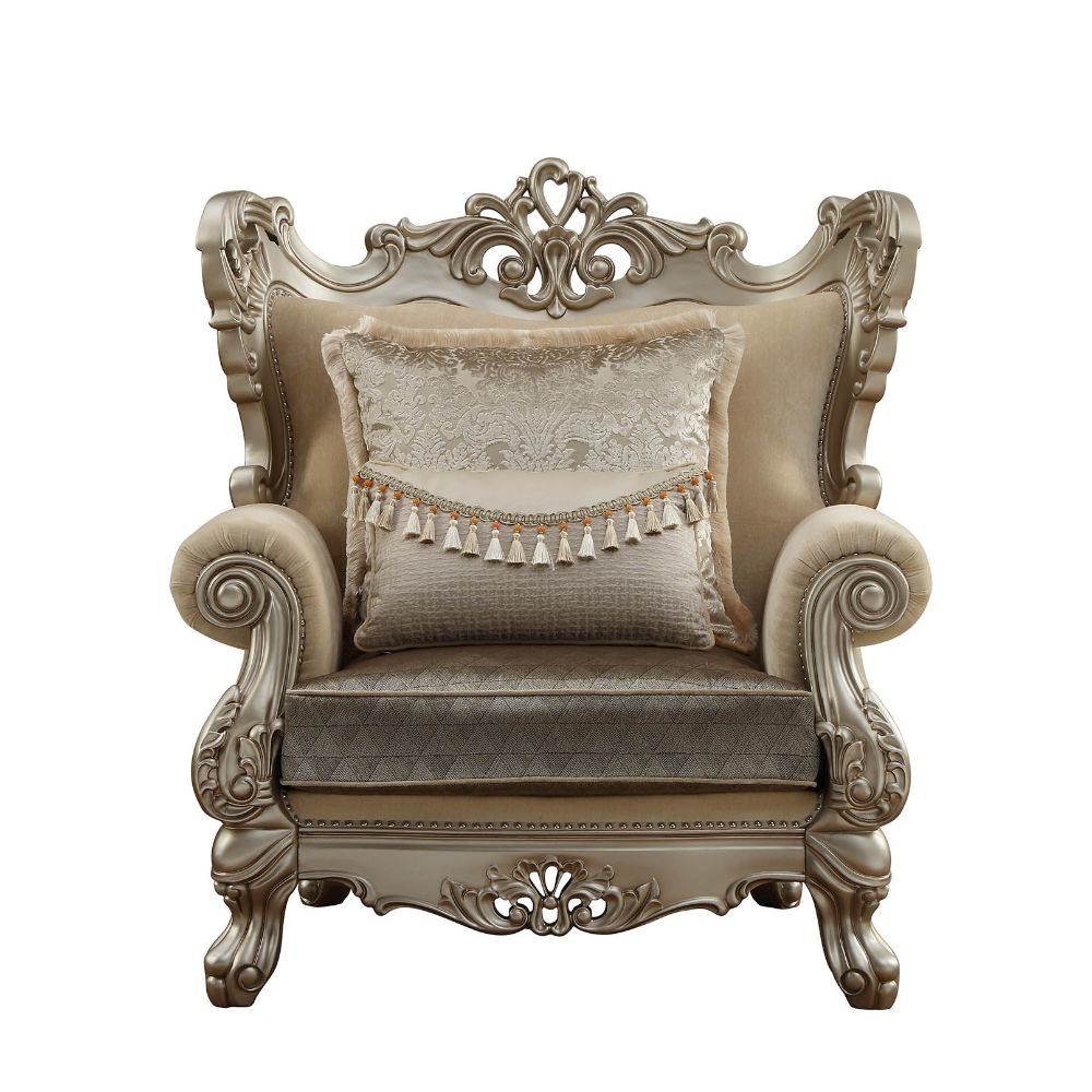 Ranita Chair w/2 Pillows, Fabric & Champagne