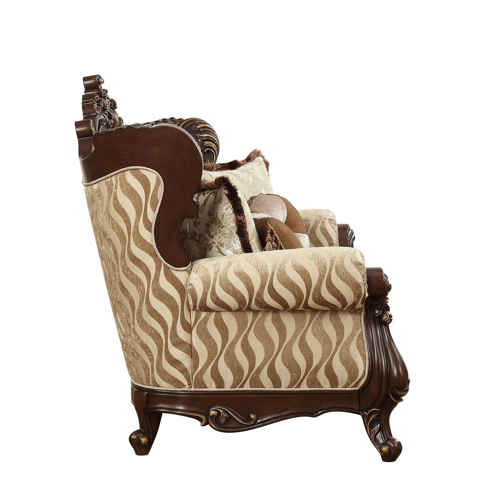 Shalisa Loveseat w/5 Pillows(Same LV01586), Fabric & Walnut