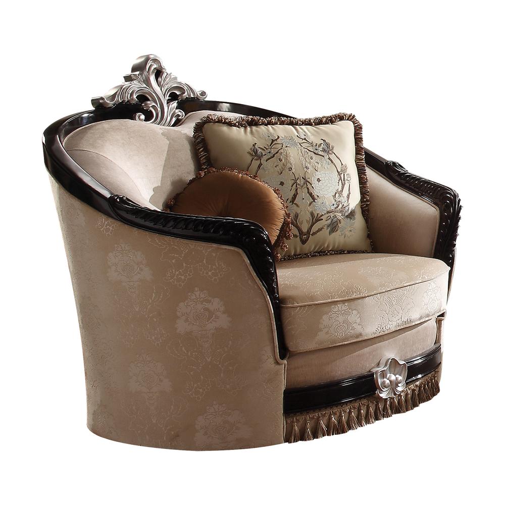 Ernestine Chair w/2 Pillows, Tan Fabric & Black