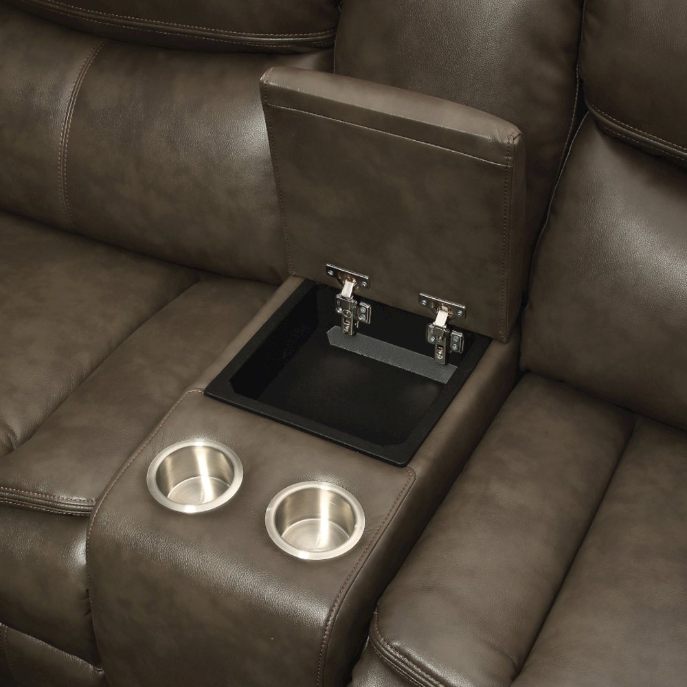 Tavin Motion Sectional Sofa, Taupe Leather Aire Match