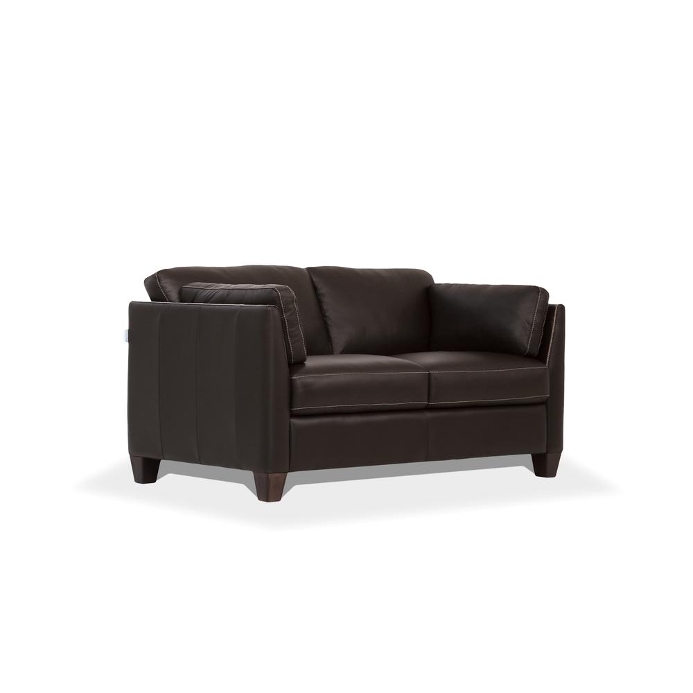 Matias Loveseat, Chocolate Top Grain Leather