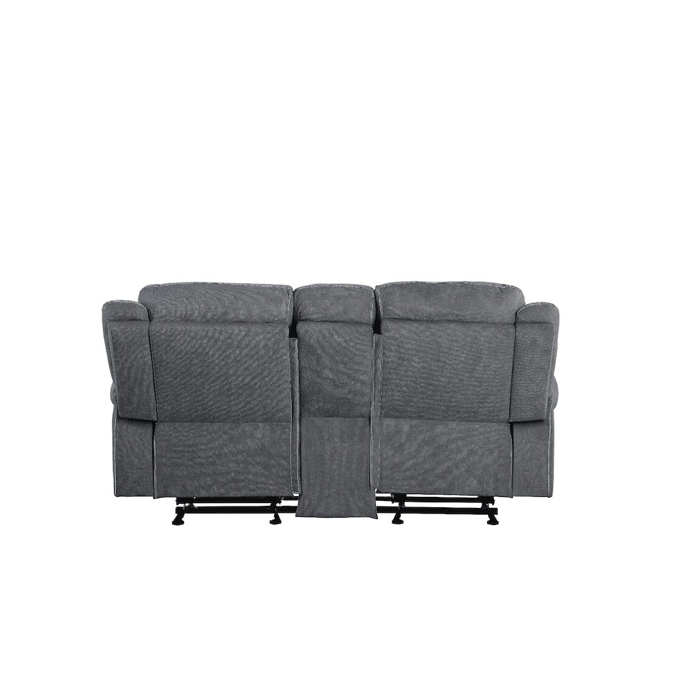 Zubaida Motion Loveseat & Console w/USB Port, Two Tone Gray Velvet