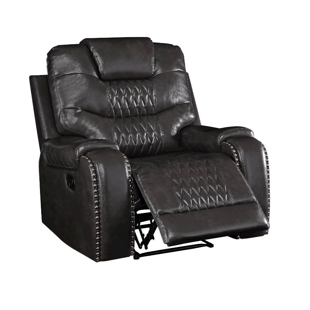 Braylon Motion Recliner, Magnetite Leatherette