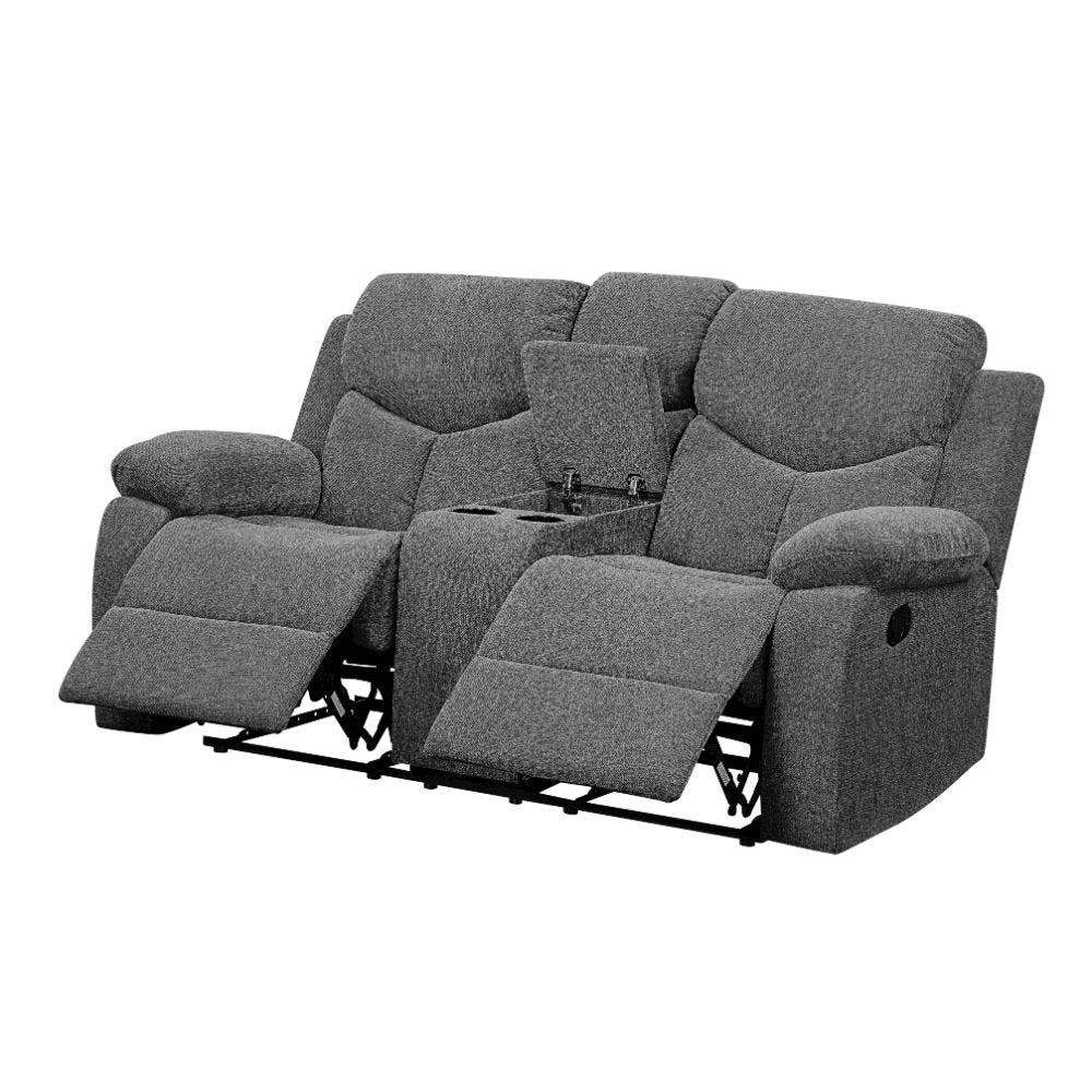 Kalen Motion Loveseat w/Console, Gray Chenille