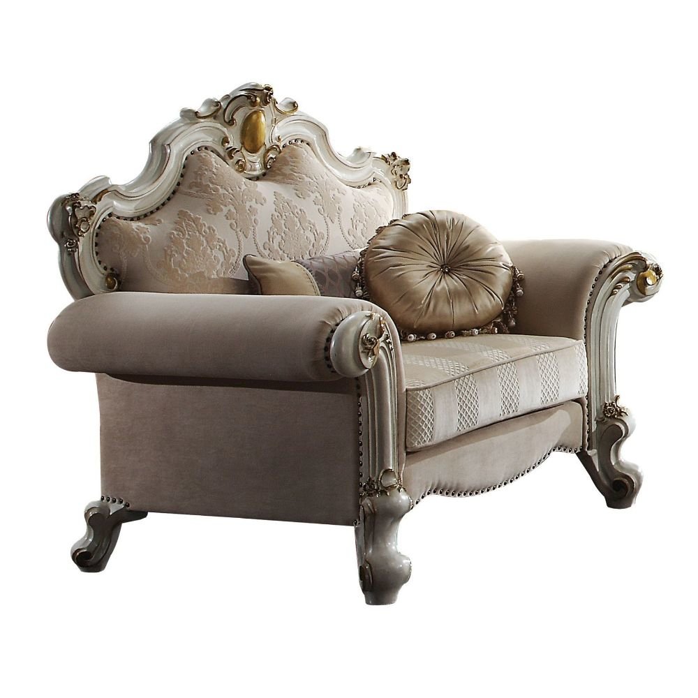 Picardy Chair w/2 Pillows, Fabric & Antique Pearl