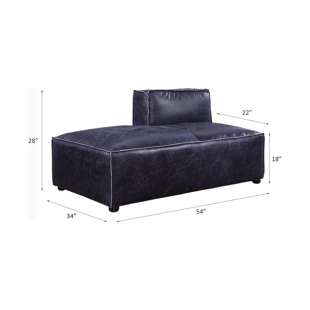 Birdie Modular - Chaise, Vintage Blue Top Grain Leather