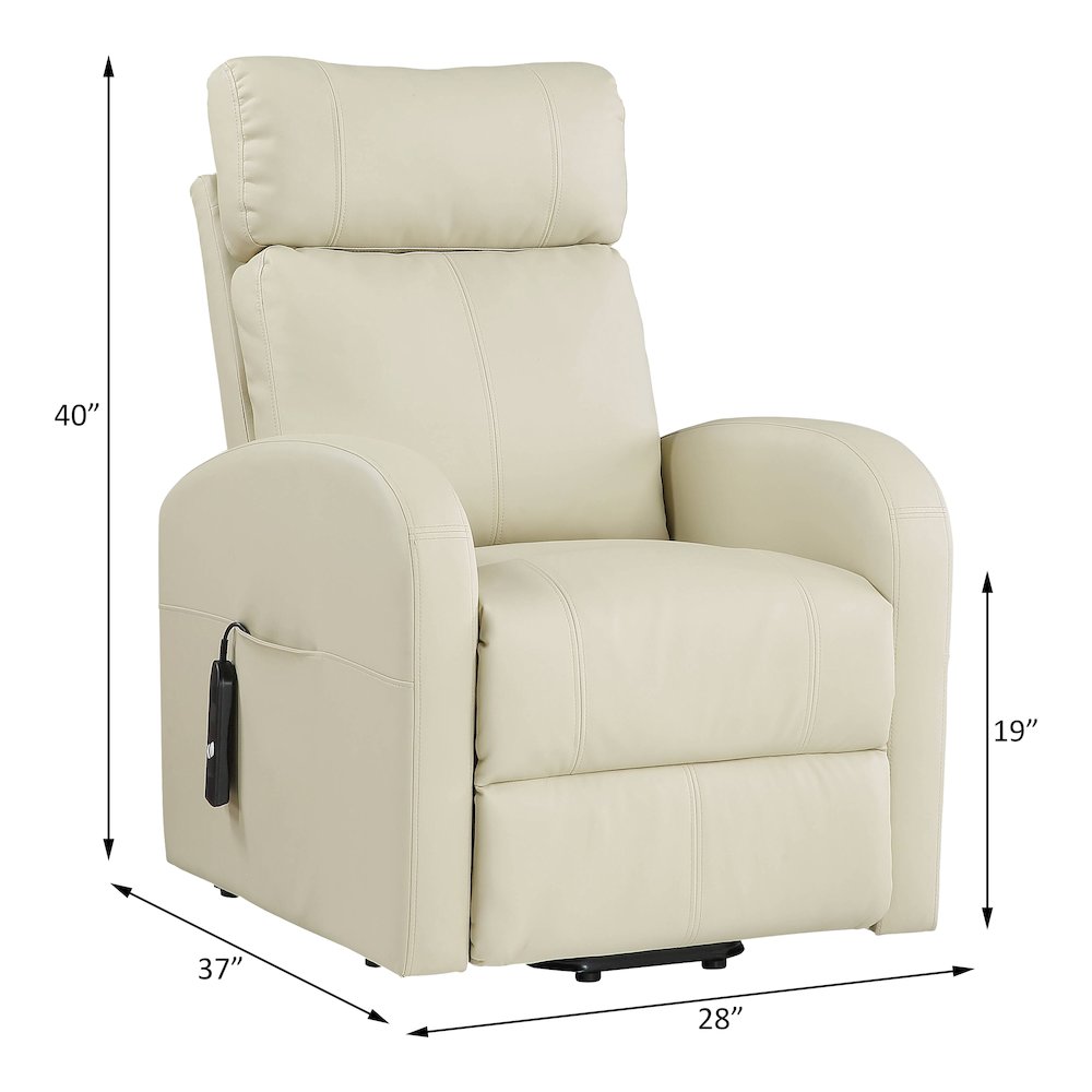 Ricardo Power Motion Recliner w/Lift, Beige Leatherette