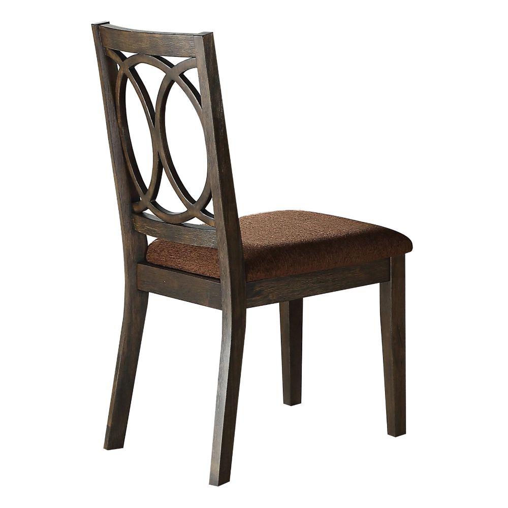 Jameson Side Chair (Set-2), Brown Fabric & Espresso