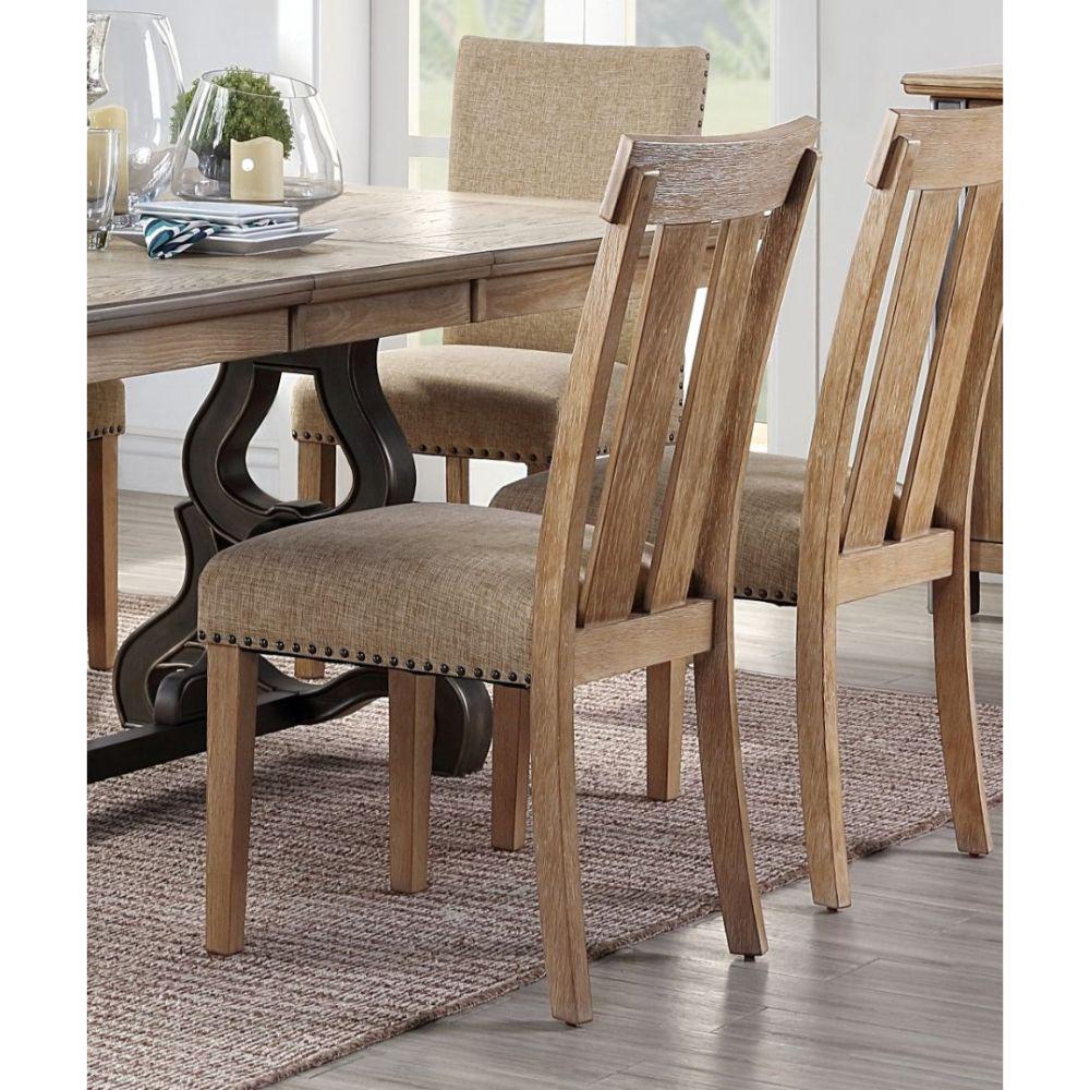Nathaniel Side Chair (Set-2), Fabric & Maple