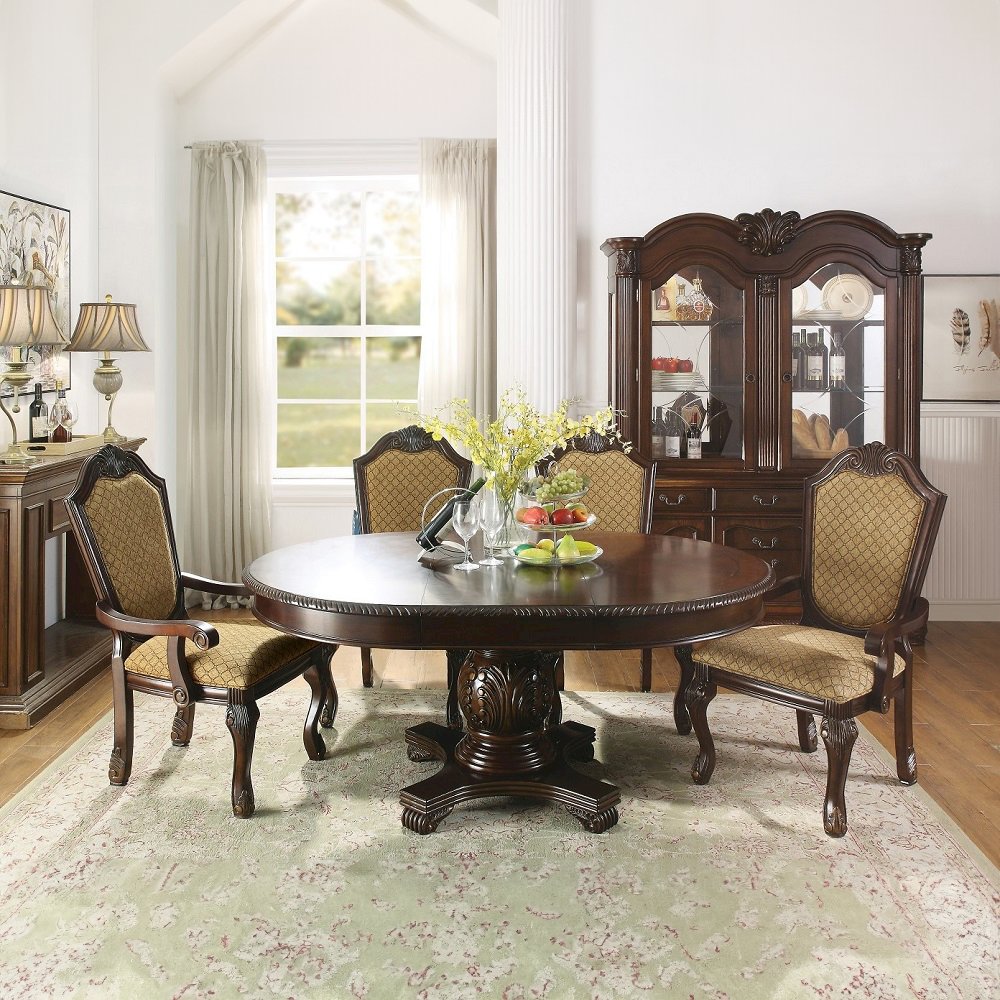 Chateau De Ville Arm Chair (Set-2), Fabric & Espresso