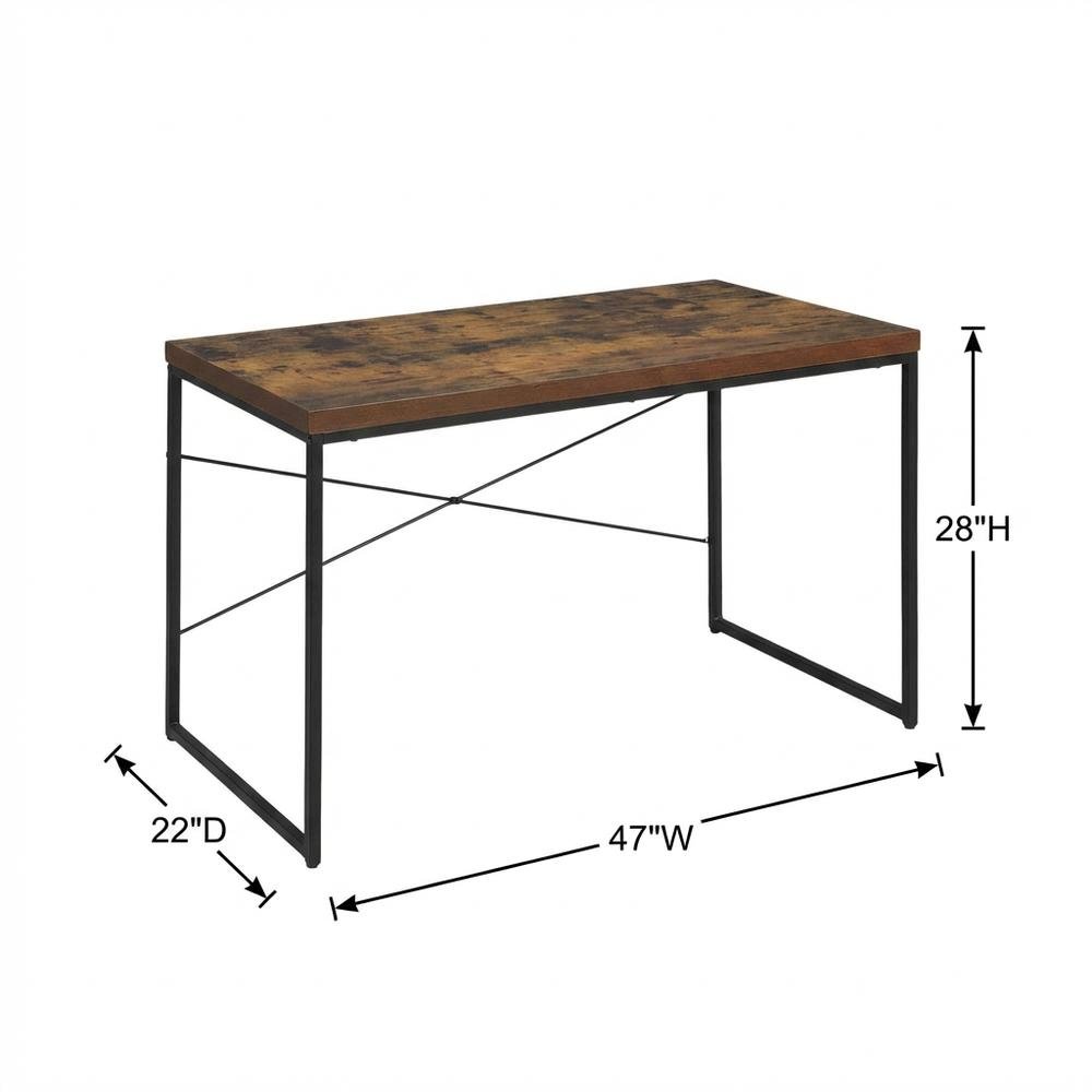 Wood Office Desk In Weathered Oak And Black With Modern Design