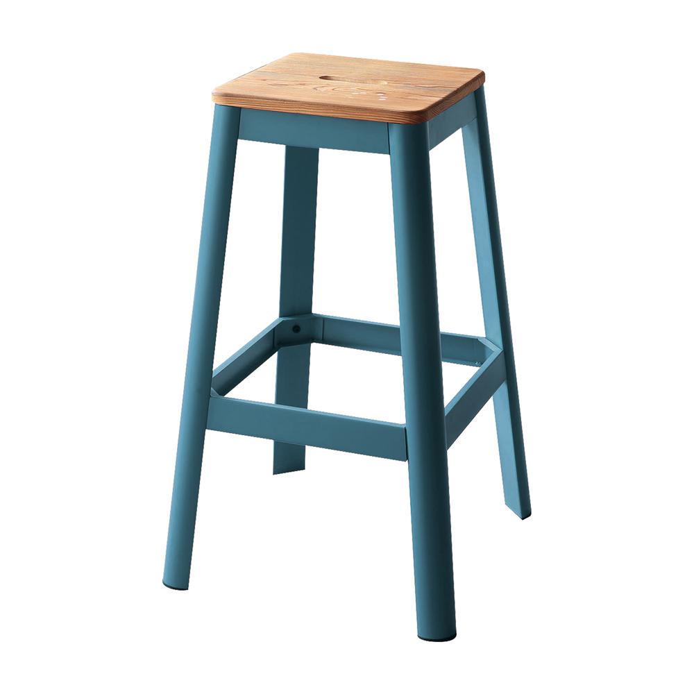 Jacotte Bar Stool, Natural & Teal