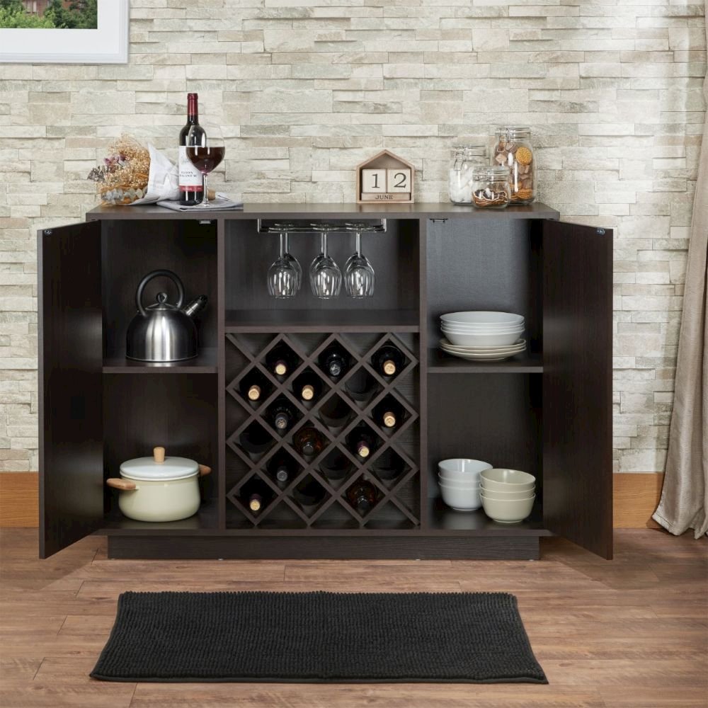 Hazen Server w/Wine Rack & Cup Holder, Espresso