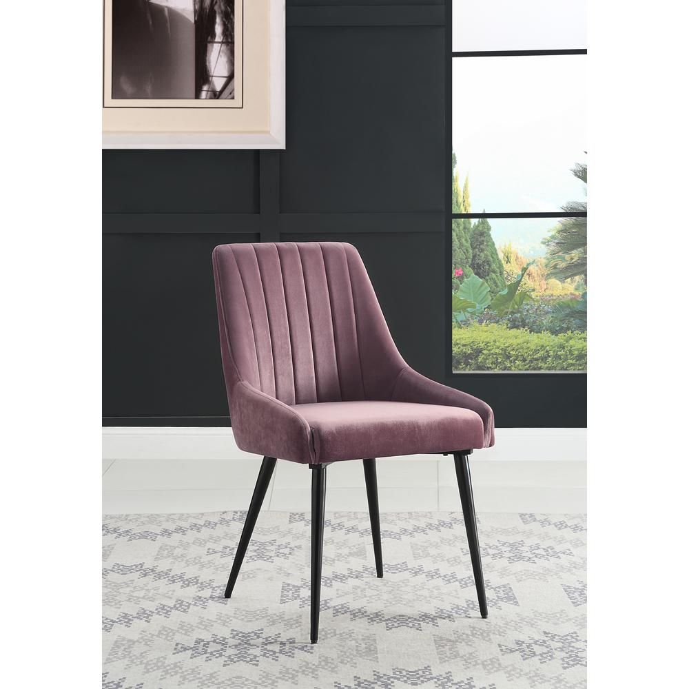 Caspian Side Chair (Set-2), Pink Fabric & Black