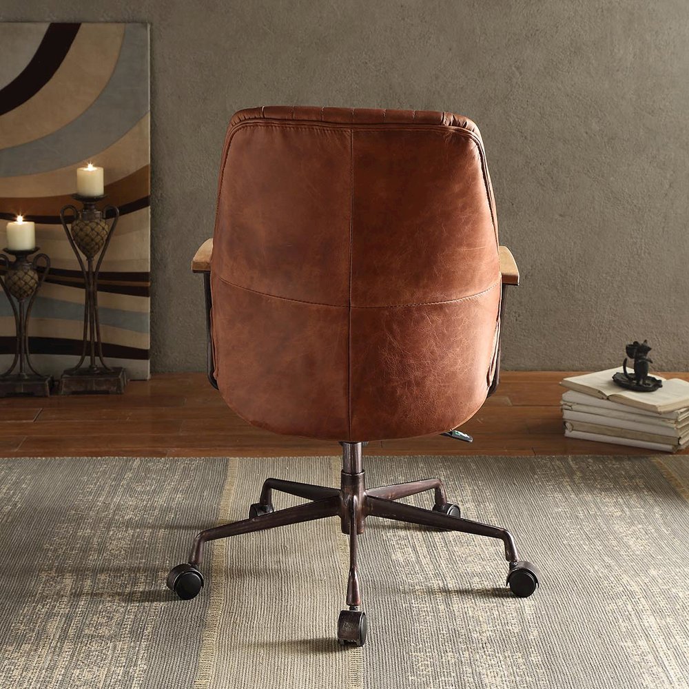 Hamilton Swivel Office Chair, Cocoa Top Grain Leather