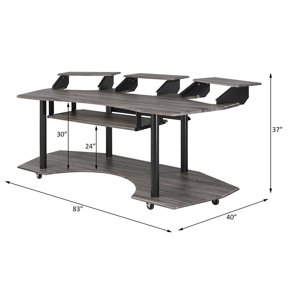 Eleazar 83" Music Studio Desk, Black Oak