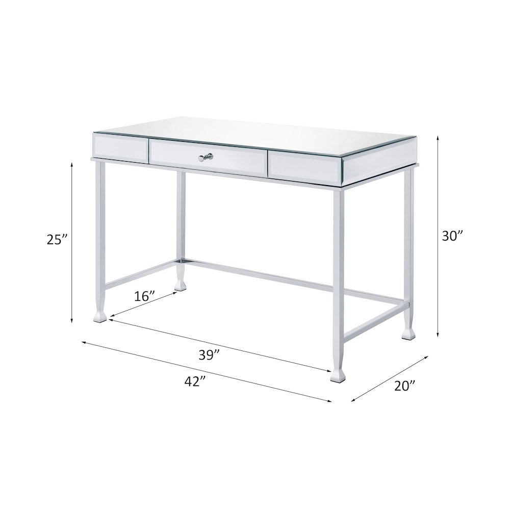 Canine Writing Desk, Mirrored and Chrome