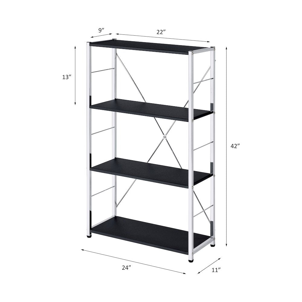 Tennos BookShelf, Black & Chrome