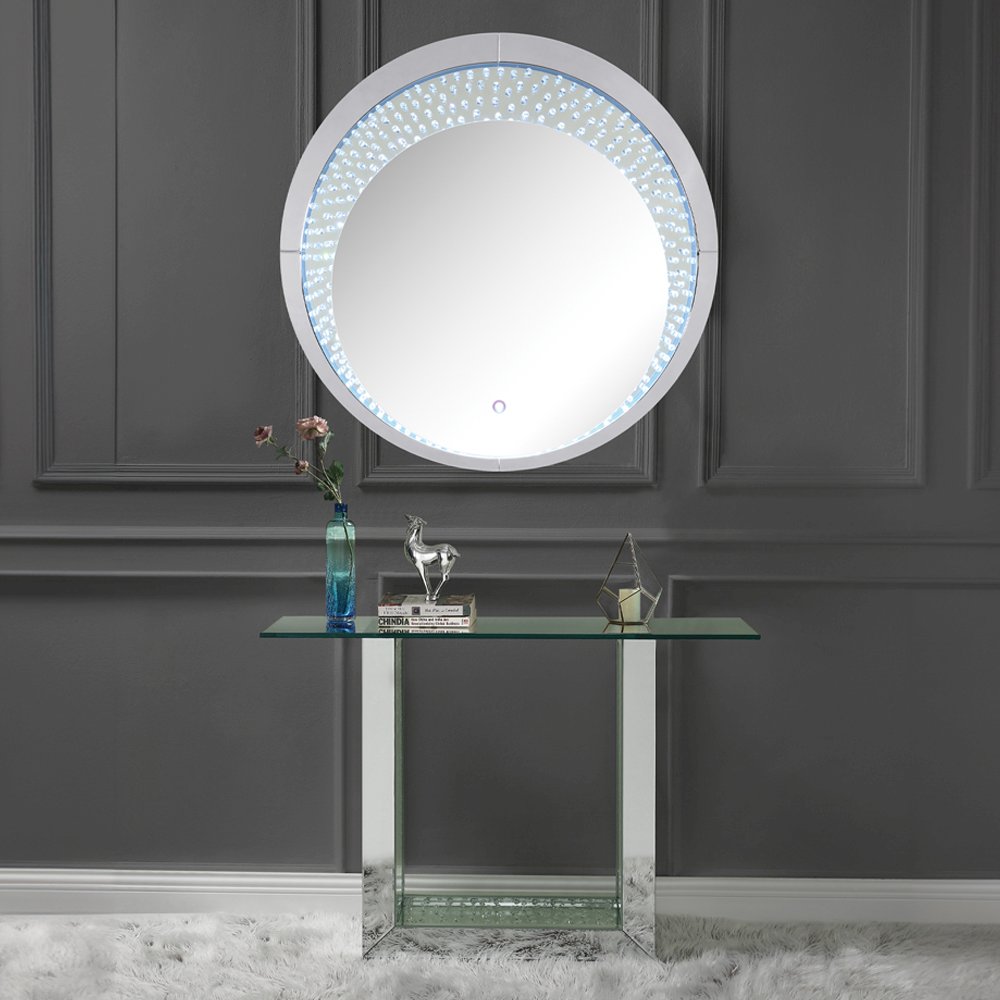 Nysa Accent Mirror w/LED, Mirrored & Faux Crystals