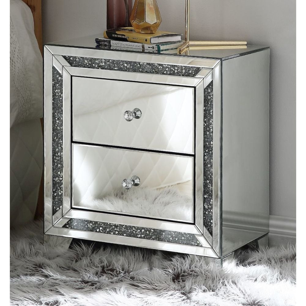 Noralie Accent Table, Mirrored & Faux Diamonds