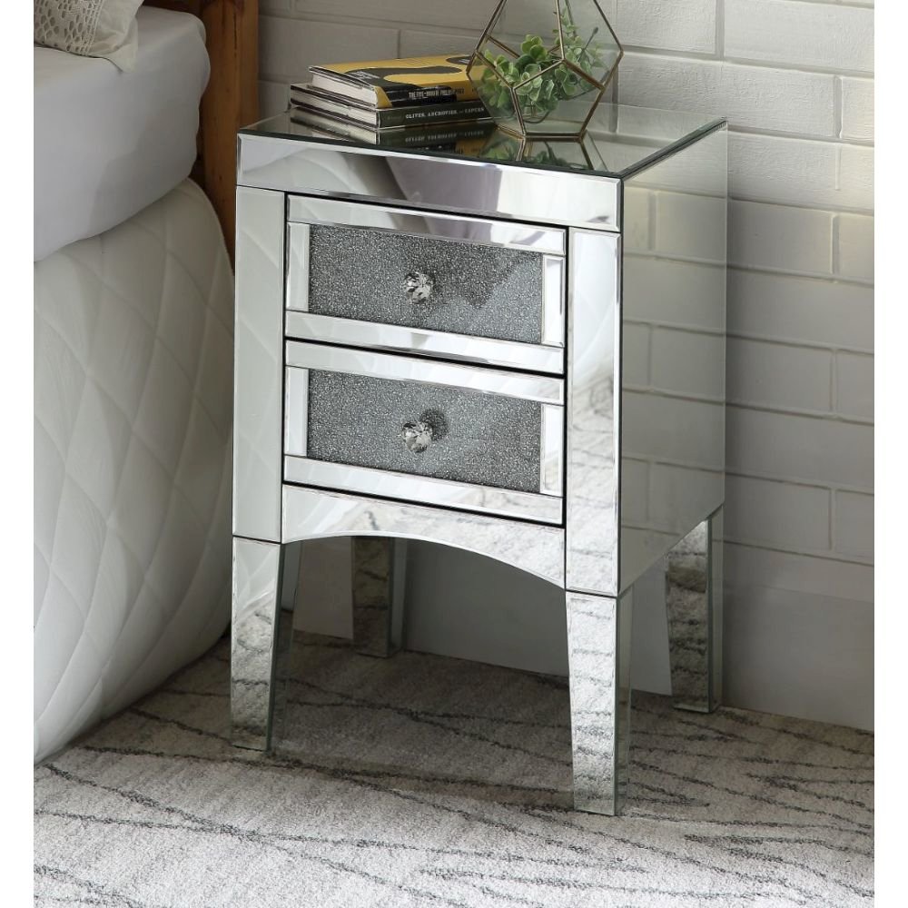 Noralie Accent Table, Mirrored & Faux Diamonds