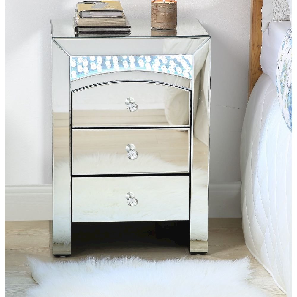 Nysa Accent Table w/LED, Mirrored & Faux Crystals