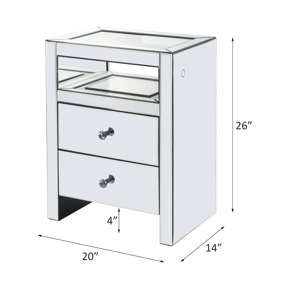Dominic Accent Table w/LED, Mirrored