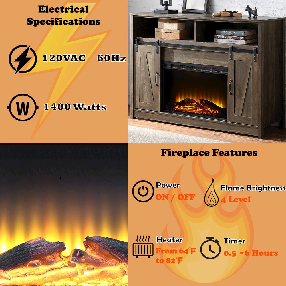 Tobias Fireplace (Include 91617FIR), Rustic Oak