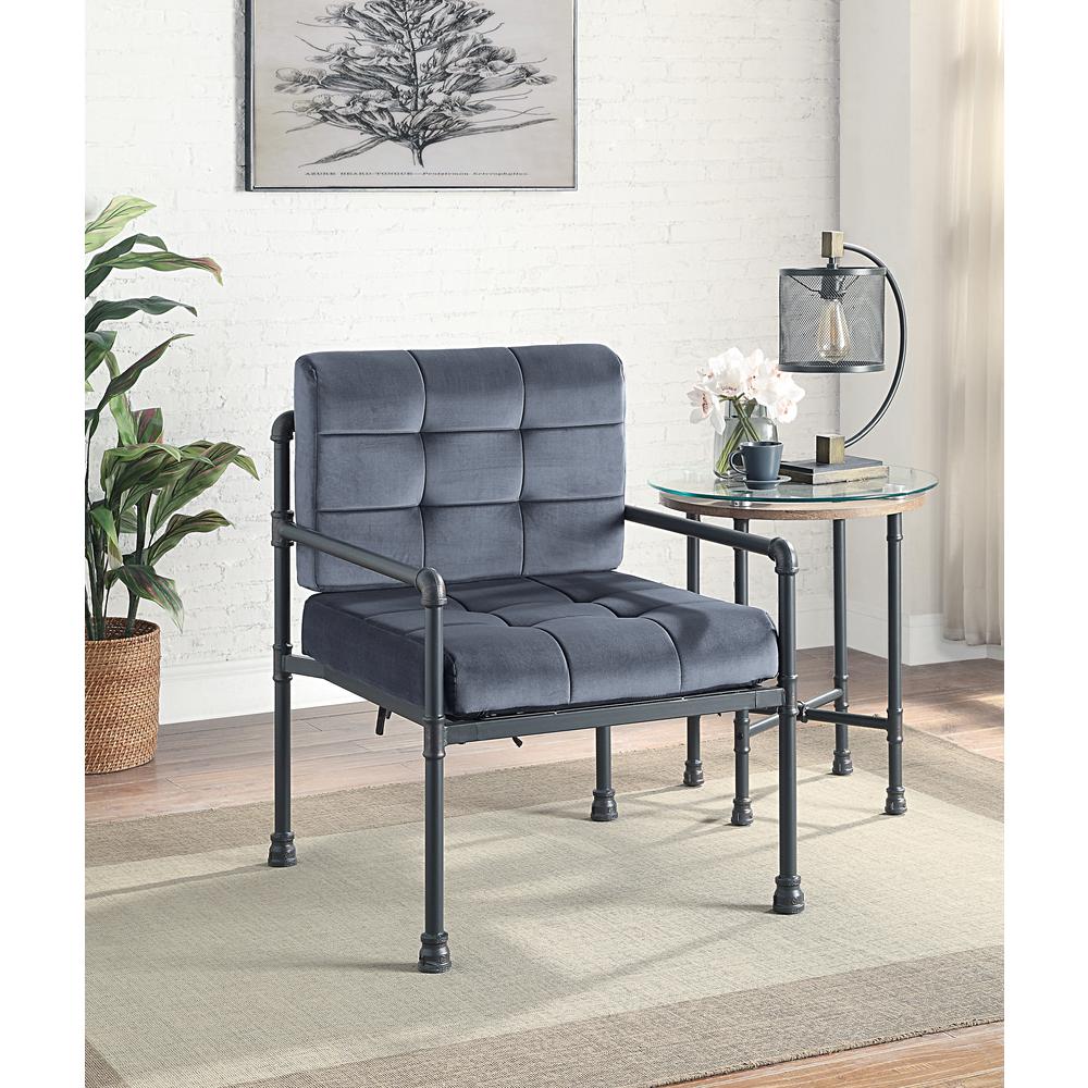 Brantley Accent Chair, Gray Velvet & Sandy Gray