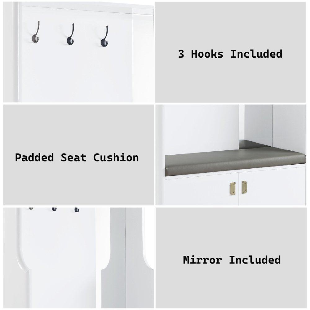 Buck II Hall Tree, White High Gloss