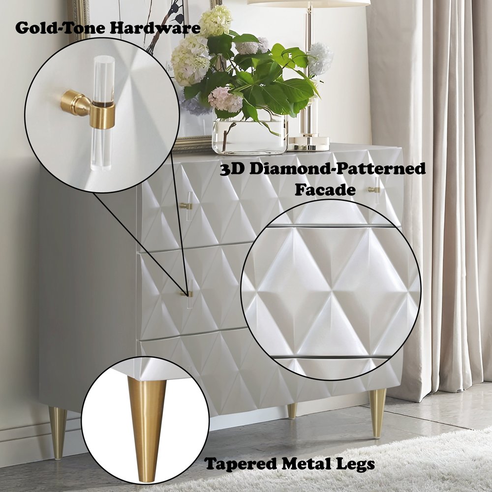 Anson Console Cabinet, Metallic Silver & Champagne