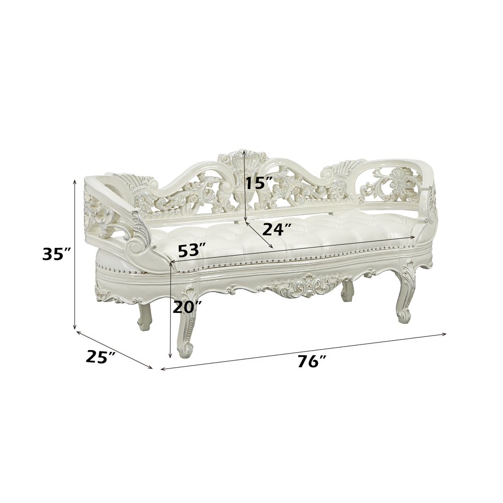 Adara Bench, Leatherette & Antique White