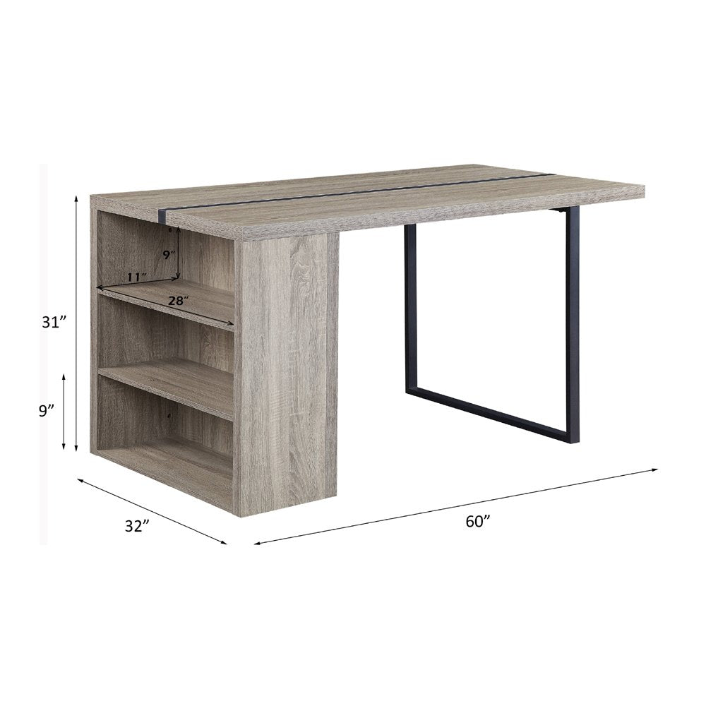 Patwin Dining Table, Gray Oak & Black
