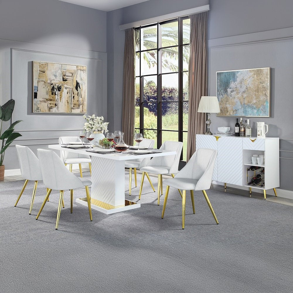 Gaines Side Chair(Set-2), White Leatherette
