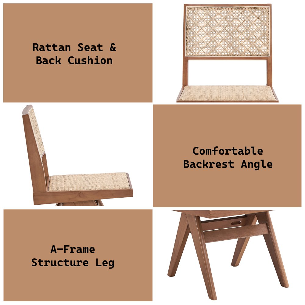 Velentina Side Chair (Set-2), Rattan & Natural