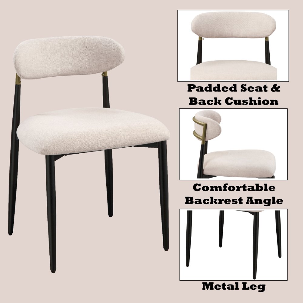 Jaramillo Side Chair (Set-2), Beige Linen & Black