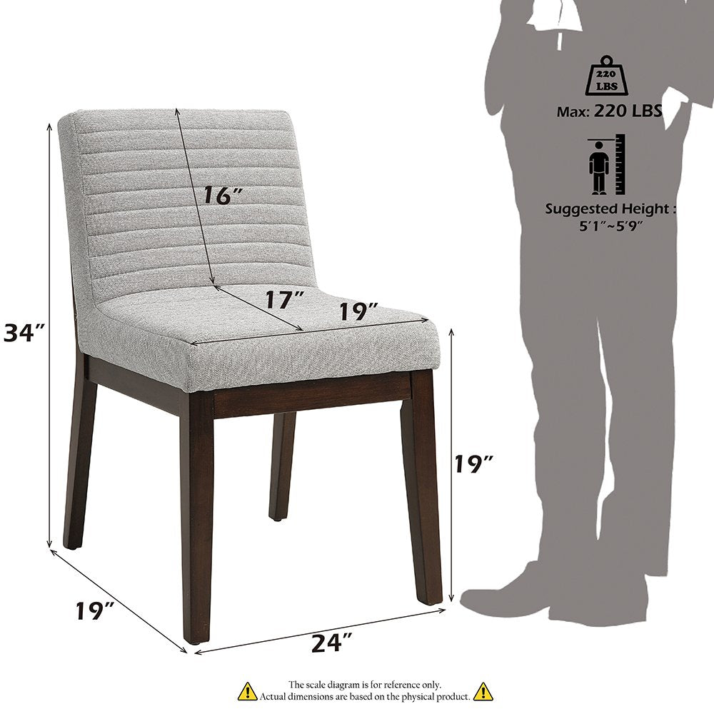 Edwyn Side Chair (Set-2), Gray Linen & Espresso