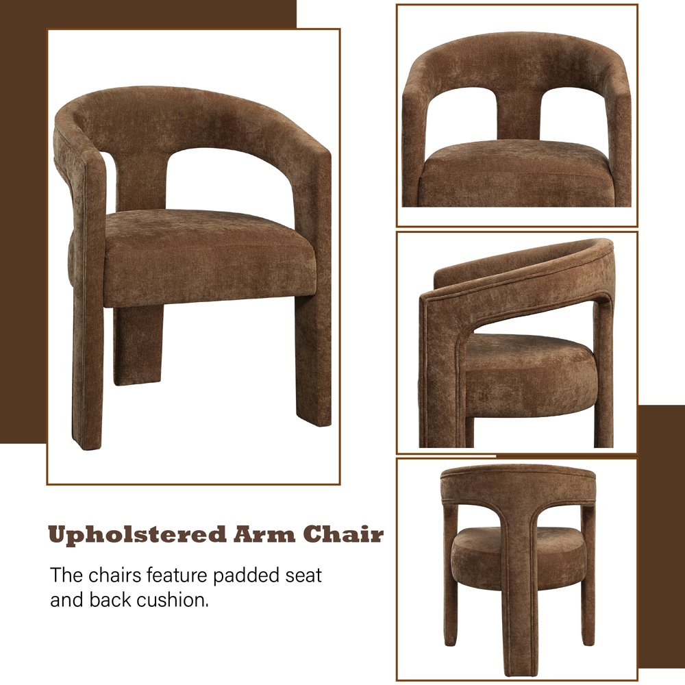 Leonardo Arm Chair (Set-2), Brown Linen
