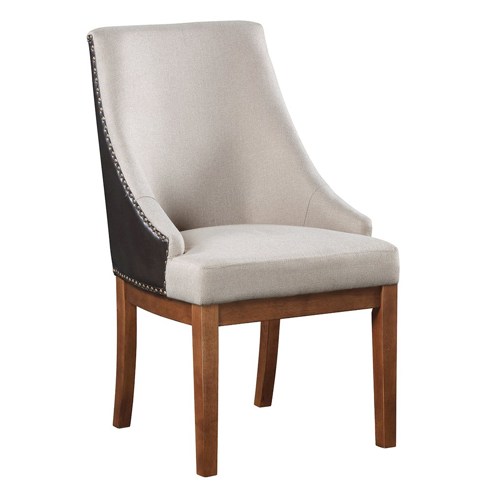Gilsea Side Chair (Set-2), Fabric, Brown Leatherette & Brown