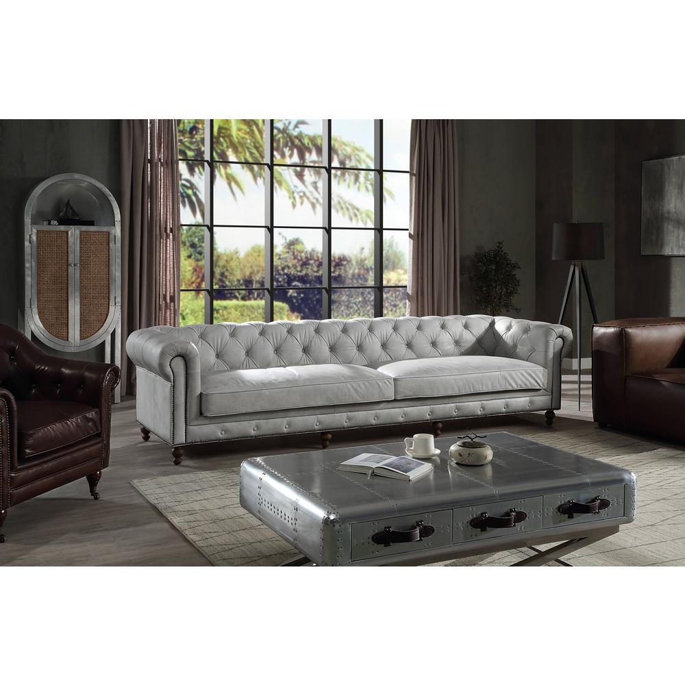Ofer Sofa, Vintage White Top Grain Leather