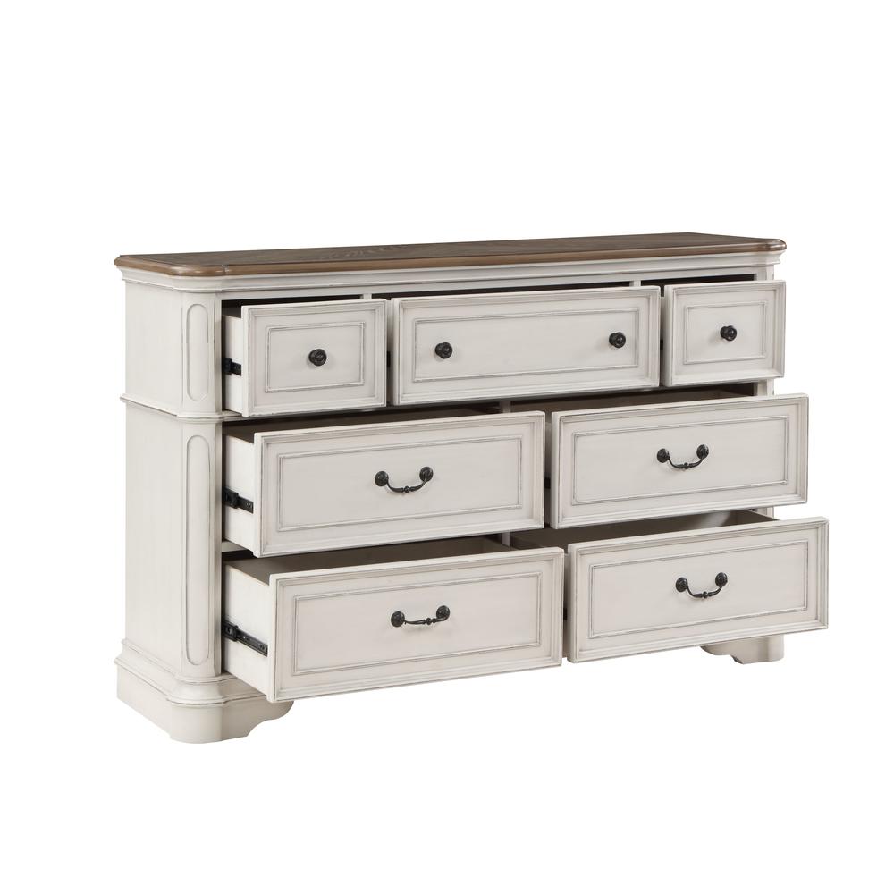 Florian Dresser, Gray Fabric & Antique White