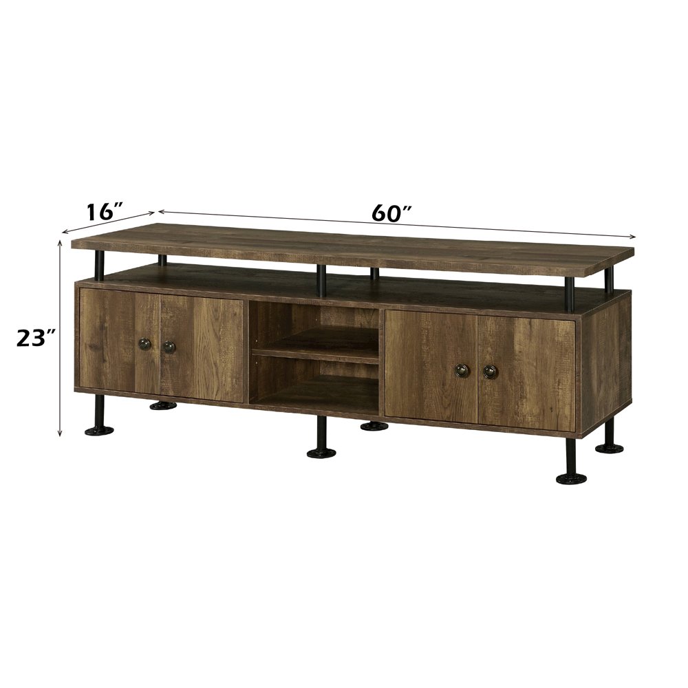 Ensata II TV Stand, Rustic Oak & Black