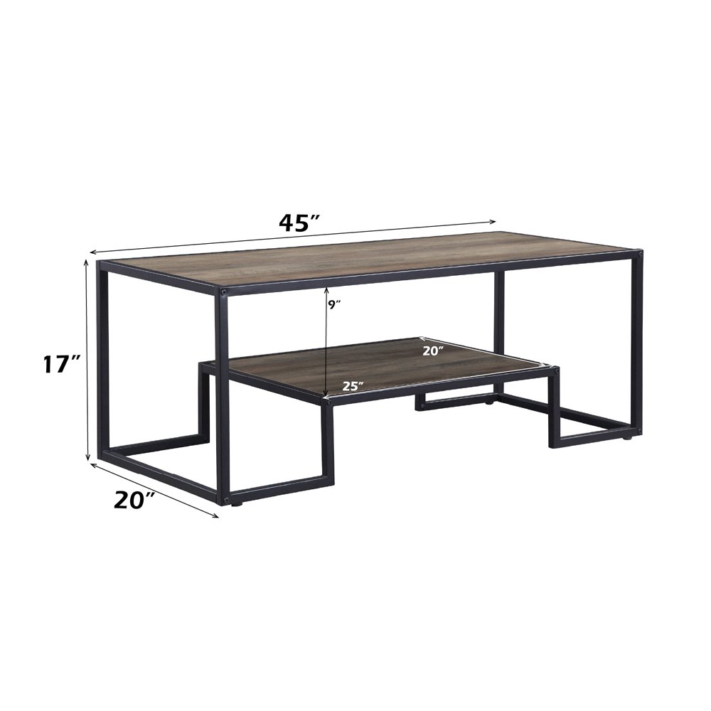 Idella Coffee Table, Rustic Oak & Black