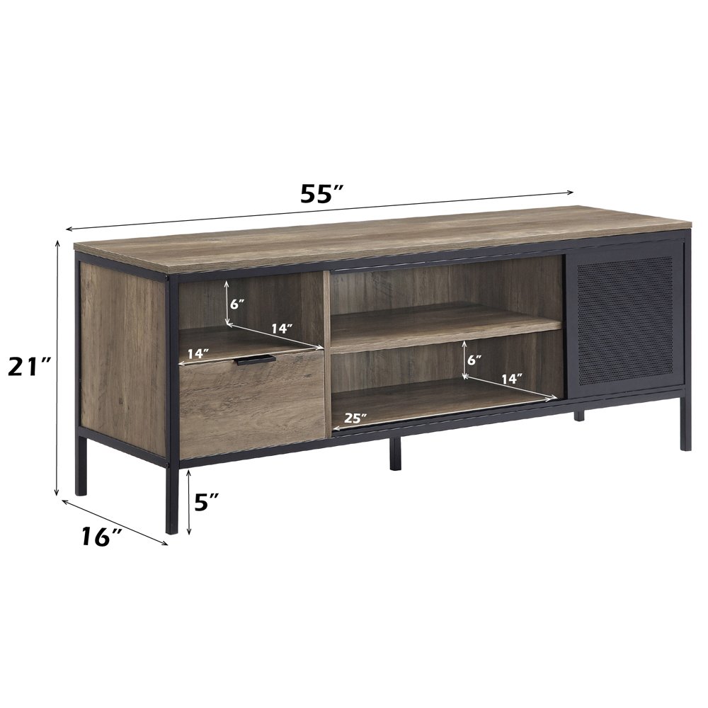 Nantan TV Stand, Rustic Oak & Black
